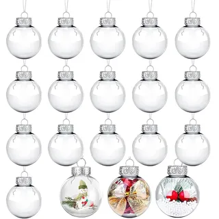 YINZZTRY Durchsichtige Weihnachtskugeln, 16 Stück Klar Kunststoff Transparent, Christmas Decoration Kugeln, 6 cm