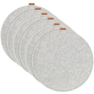 MIQIO Design Sitzkissen Rund aus Filz ø35 cm | 6er-Set | Waschbare Stuhlkissen rutschfest | Gemütliche Sitzauflage für Bank und Stuhl | Hellgrau