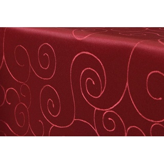 First-Tex Tischdecke, First-Tex Ornament Damast Tischdecke 130x220 cm oval rot, Pflegeleicht, Hochwertig, Bügelarm, Schnelltrocknend, Farbecht