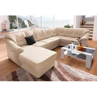sit&more Wohnlandschaft SIT & MORE "Savona U-Form, B: 320 cm", beige (creme), B:320cm H:90cm T:211cm, Luxus-Kunstleder;Primabelle-Microfaser;NaturLederKorpus ist mit passendem Luxus-Kunstleder bezogen.