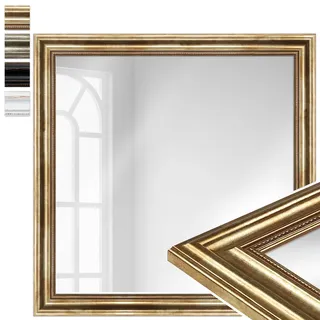 WANDStyle großer Spiegel Gold, Barock Spiegel, großer Wandspiegel Vintage 70x70 cm, Hängespiegel groß, Badspiegel Holz, Flurspiegel Wand, Standspiegel, Mirror H550 - Made in Germany