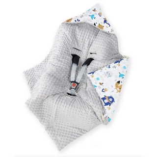 Einschlagdecke »(Made in EU) Baby Babydecke, Fußsack, Kuscheldecke mit Kapuze, universal für Babyschale; Autositz; Buggy; Kinderwagen, ca. 90x90 cm«, Amilian braun|grau
