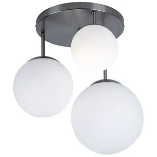 GLOBO LIGHTING Kugelleuchte, Leuchtmittel nicht inklusive, Deckenlampe Wohnzimmerleuchte Kugel Deckenleuchte Glas satiniert weiß