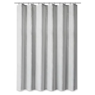 Clever-Kauf-24 Duschvorhang Textil BxH 180x200cm Strass weiß Vorhang Dusche Silber Glitzer