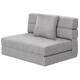 LuxusKollektion Schlafsofa Schlafsessel Gästesofa Klappmatratze Hellgrau 100 x 190 cm grau