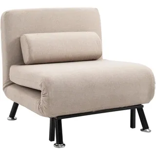 Homcom Schlafsessel 75 x 75 x 70 cm Beige mit Kissen