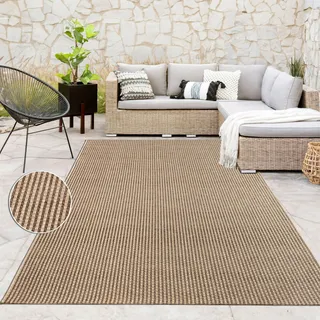 Paco Home - in & Outdoor Teppich, Terrasse U. Balkon, Wetterfest, Einfarbig M. Struktur 240x340 cm, Beige 4