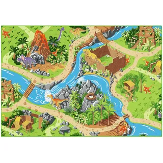 Carpet Studio Dino Teppich Kinderzimmer 95x133cm, Kinderteppich, Spielteppich Jungen & Mädchen, Teppiche für Babyzimmer, Schlafzimmer & Spielzimmer, Antirutsch, 30°C waschbar