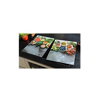 Kesper XL Herdabdeckplatte Healthy Kitchen bunt Glas B/H/T: ca. 38,5x50x0,8 cm - bunt