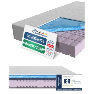 AM Qualitätsmatratzen Premium 7 Zonen Gelmatratze 140x200 H3 - Made in Germany - Oeko TEX Memory Foam Matratze 140x200-23 cm Hoch - Kaltschaummatratze 140x200 H3 mit 4cm Gelauflage
