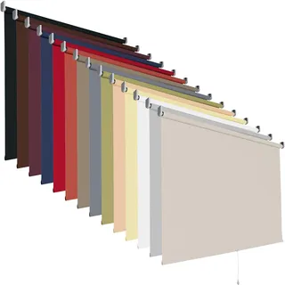 Springrollo Mittelzugrollo Tageslichtrollo Rollo Breite 60 - 200 cm Höhe 180 cm Stoff blickdicht lichtdurchlässig Montageträger Metall Tür Fenster Sonnenschutz Blendschutz (100 x 180 cm / Wieß)