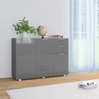 vidaXL Sideboard 107 x 80,5 x 35 cm Hochglanz-Grau