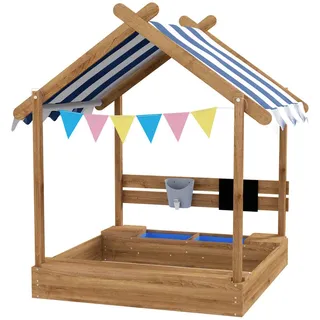 Outsunny Holzsandkasten mit Dach braun