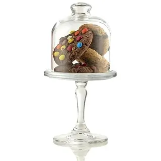 Mini Kuchenglocke Glas mit Kuppelabdeckung, Tortenglocke, Cupcakeständer mit Deckel, Tortenständer aus Glas