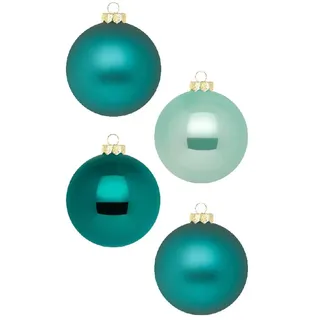 Weihnachtskugeln 12 STK 8cm | Schöne Christbaumkugeln aus Glas | Große Kugeln in Karton-Box | Christbaumschmuck Weihnachtsbaumschmuck Weihnachtsbaumkugeln (Green Emerald | Petrol Mint Türkis)