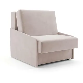 SOFILAND Schlafsessel mit Bettfunktion & Bettkasten, ausziehbarer Polstersessel, Samt-Bezug (Jupiter Velvet), platzsparender Sessel fürs Wohnzimmer, 90 x 105 cm (Beige)