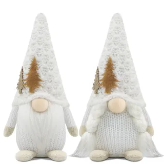 Godeufe 2er Set Wichtel Weihnachten Weihnachtsdeko Weihnachtswichtel Deko Wichtel Figuren Zubehör Dekoration Christmas Decorations - Weiß