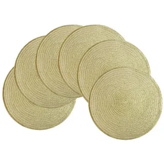LuxusKollektion Platzset Platzsets Rund Abwaschbar Hitzebeständig 38x38cm 6er Set Gold beige