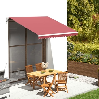 Tidyard Markisenbespannung Sonnenschutz Markisenstoff Markise Balkon Sonnenmarkise Canvas Markisentuch Segeltuch Markisen Tuch Markise UV-resistent Wasserabweisend Burgunderrot 3x2,5 m