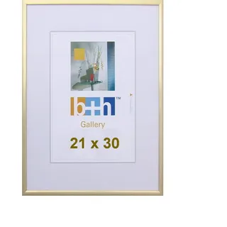 Oslo MasterLine Einzelrahmen Bilderrahmen Fotorahmen 21 x 30 Urkundenformat DIN A4 exakt 21 x 29,7, Urkundenrahmen Aluminium Echtglas Farbe gold matt goldfarben