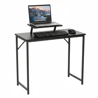 Relaxdays Schreibtisch mit Monitoraufsatz schwarz