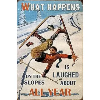 kisoyo Ski-Metall-Blechschild, On The Slopes, Retro-Poster, Vintage-Kaffee und Bar, Wandkunst, Dekoration, Eisenmalerei, 30,5 x 40,6 cm