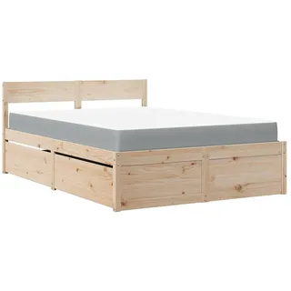 vidaXL Bett mit Schubladen und Matratze 120x200 cm Massivholz Kiefer