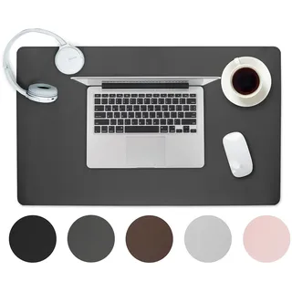 Sidorenko Schreibtischunterlage Mousepad 60x35cm - Büro Zubehör Desk Mat in Grau aus PULeder, rutschfeste Schreibtischunterlage Kinder, Schreibtisch Deko, Schreibtisch Unterlage und Tischunterlage