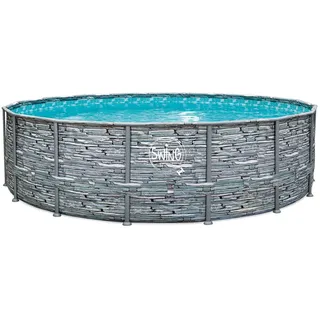 Frame Pool 488 x 122 cm Steinoptik Aufstellpool Stahlrahmen mit Folie Mosaik