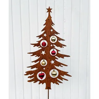 Tannenbaum zum Dekorieren 70cm Tanne zum Stecken Gartenstecker Weihnachtsbaum Christbaum Edelrost Gartendeko Rost Weihnachtsdeko Metall Rostfigur Outdoor Weihnachtsschmuck