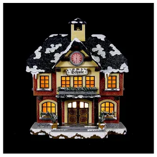 Hubrig Volkskunst GmbH Winterkinder Winterhaus - Schule 15cm mit Beleuchtung