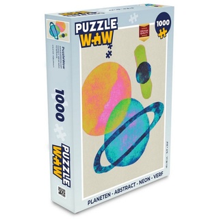MuchoWow Puzzle Planeten - Abstrakt - Neon - Farbe, 1000 Puzzleteile, Foto-Puzzle, Bilderrätsel, Puzzlespiele, Klassisch bunt