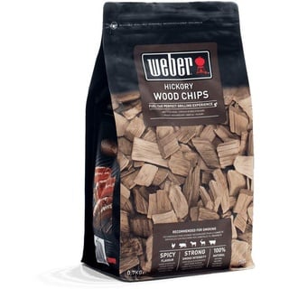 Weber Räucherchips (700g Packung) - Hickory Holz, für Rind-, Schweine-, Wild- & Geflügelfleisch, kräftiges / intensives, leicht süßes Aroma, aus 100% natürlichen Holz (17624)