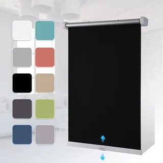 Grandekor verdunklungsrollo ohne bohren Schnurlos 90x150cm Schwarz Rollos ohne Bohren Springrollos Schnapprollo Klemmrollo ohne Bohren für Fenster... - Schwarz