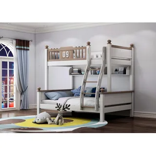 JV Möbel Hochbett Doppelstock Bett 134,2 x 201,6 x 215 cm Holz grau