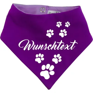 Hunde Wende-Halstuch mit Wunschtext (lila-Pflaume) (Gr.5 - HU 52-60 cm)
