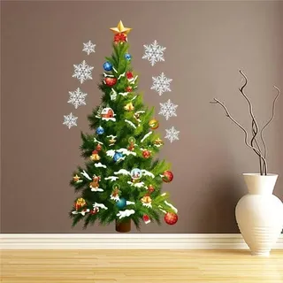 Weihnachtsbaum-wand- Und Fensteraufkleber, Dekorative Wohndekoration, Wandkunst, Recycelbarer Kunststoff-papier-weihnachtsbaum [material, 100 G, 115 G] [weihnachtsbaum-wandaufkleber] [wohnaccessoire,