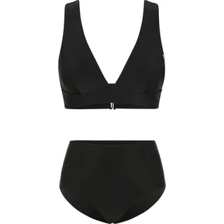 Bikini mit Oberteil und Badehose in unifarbener Optik SCHWARZ 38 C-D