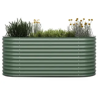 blumfeldt Hochbeet High Grow, Pflanzkübel Outdoor Balkon außen groß Metall Garten grün