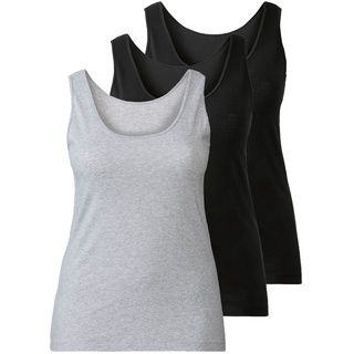esmara® Damen Achselhemd 3er (XL(48/50), schwarz/grau)