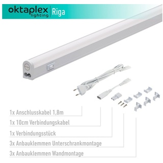 Oktaplex lighting LED Unterbauleuchte Riga 13W 84cm 230V, Ein-/Ausschalter, LED fest verbaut, Warmweiß, 3000K LED Unterschrankleuchte Küche weiß 84 cm