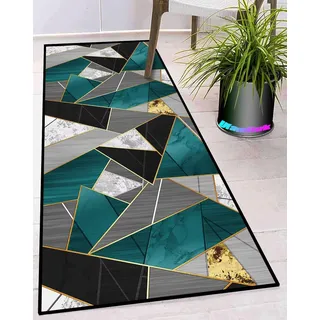 Ufamiluk Läufer Flur Modern dünn Waschbare rutschfest Geometrische Muster Bettumrandung Teppich für Flur Wohnzimmer Küche Esszimmer gekettelt 50x150cm G