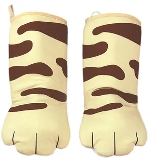 Mokyler Dicke Ofenhandschuhe lustige gelbe Katzen Klauen Backen Topflappen Handschuhe Küche Isolierung Ofen Kochen Handschuhe Mikrowelle Anti-Verbrühung Baumwolle Handschuhe Küchenwerkzeuge 1 Paar