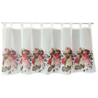 texpot Scheibengardine Gardine mit Druckmotiv Rosen Frühling Sommer Dekoration (1 St), Schlaufen, halbtransparent weiß 60 cm x 150 cm