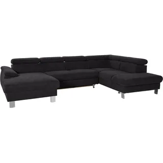 COTTA Wohnlandschaft Komaris U-Form, B: 320 cm, mit Kopfteilverstellung, optional Schlaffunktion, Bettkasten & Licht schwarz
