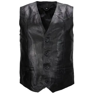 Lolus Lederweste Ludwig schwarz Herren Lederweste mit Knopfverschluss aus weichem Lammnappa Leder schwarz 52