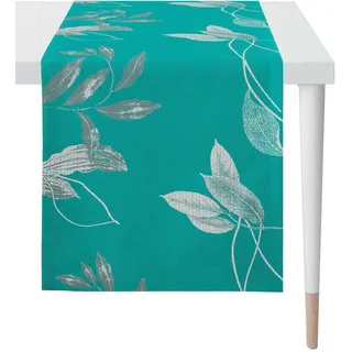 Ambiente Tischläufer Loft Style, Türkis, Textil, Blätter, rechteckig, 48x140 cm, Oeko-Tex® Standard 100, Wohntextilien, Tischwäsche, Tischläufer