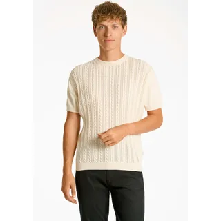 Lindbergh T-Shirt mit Zopfmuster, Weiss, XXL,