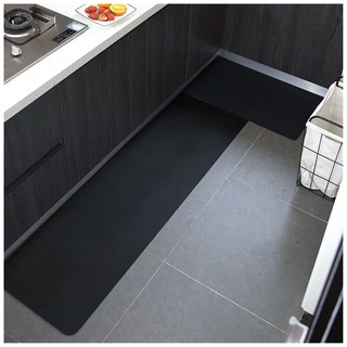WWYL Küchenmatte Und Küchenläufer rutschfeste Wasserdicht PVC Anti-Müdigkeit Küchenteppich Bodenmatte Für Esszimmer, Küche, Flur (Schwarz,45 x 120 cm)