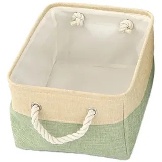 Anevous 1 Stück Aufbewahrungsbox 31x21x13cm,Faltbare Aufbewahrungskorb Stoff Ablagekörbe mit Baumwolle Seil,Stoffboxen Aufbewahrung für Spielzeug,Regale,Kleidung,Kleiderschrank,Grün